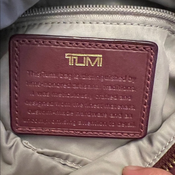 Tumi Maroon Crossbody Bag with Gold Accents - Picture 6 of 11